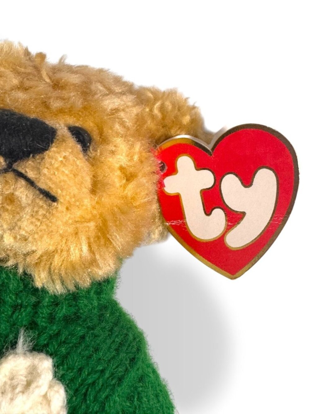 Ty Vintage Teddy Bear With Green Shamrock Sweater - Blarney 1993 - Picture 7 of 9